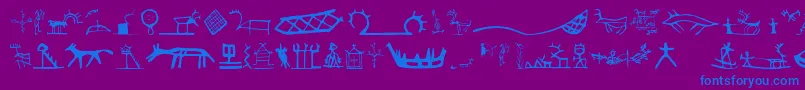 Llsamisigns-Schriftart – Blaue Schriften auf violettem Hintergrund