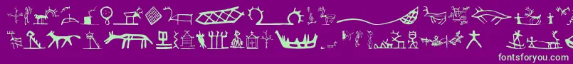 フォントLlsamisigns – 紫の背景に緑のフォント