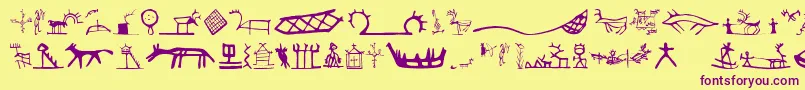 フォントLlsamisigns – 紫色のフォント、黄色の背景