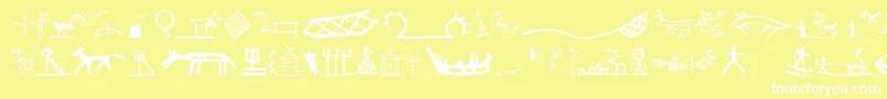 Llsamisigns-Schriftart – Weiße Schriften auf gelbem Hintergrund