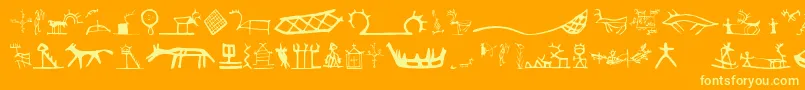 Llsamisigns-Schriftart – Gelbe Schriften auf orangefarbenem Hintergrund
