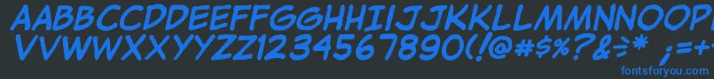 フォントJibbajabbaBolditalic – 黒い背景に青い文字