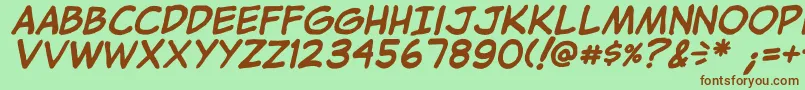 JibbajabbaBolditalic Font – Brown Fonts on Green Background