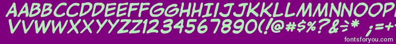 JibbajabbaBolditalic Font – Green Fonts on Purple Background