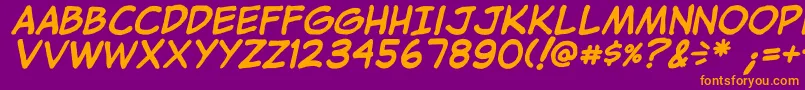 JibbajabbaBolditalic Font – Orange Fonts on Purple Background