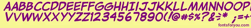 JibbajabbaBolditalic Font – Purple Fonts on Yellow Background