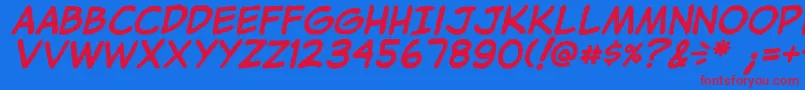 JibbajabbaBolditalic Font – Red Fonts on Blue Background