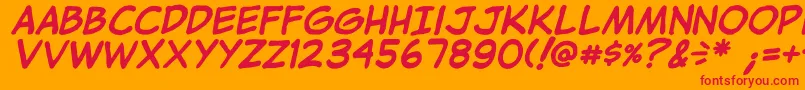 Fonte JibbajabbaBolditalic – fontes vermelhas em um fundo laranja