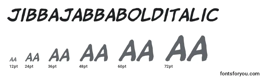 JibbajabbaBolditalic-fontin koot