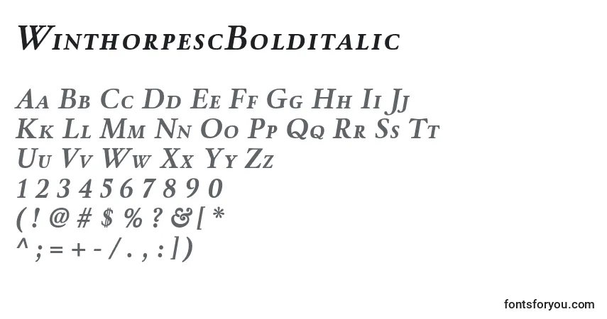 A fonte WinthorpescBolditalic – alfabeto, números, caracteres especiais