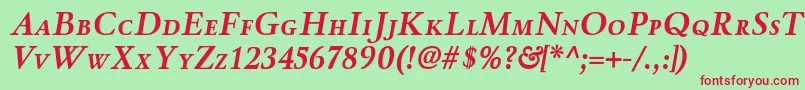 WinthorpescBolditalic Font – Red Fonts on Green Background