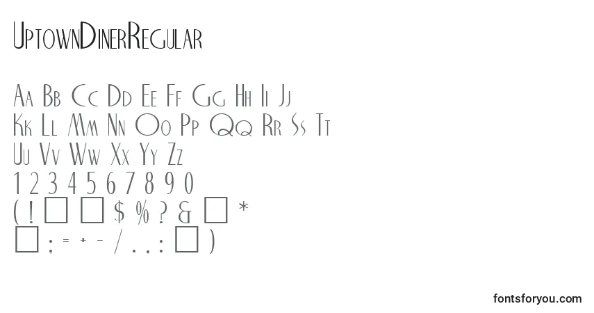 A fonte UptownDinerRegular – alfabeto, números, caracteres especiais
