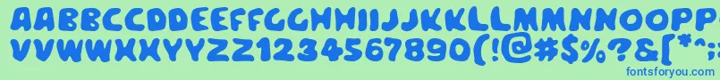 Meegoreng Font – Blue Fonts on Green Background