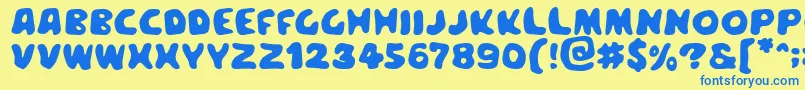 Meegoreng Font – Blue Fonts on Yellow Background