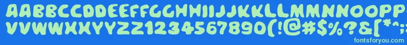 Meegoreng Font – Green Fonts on Blue Background