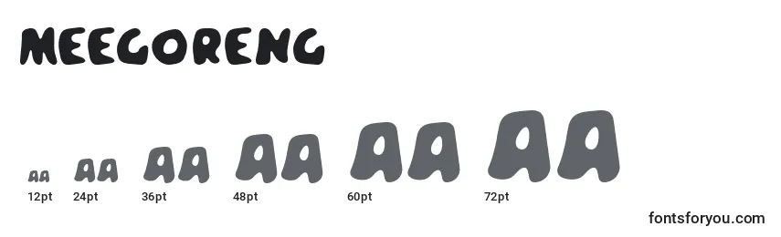 Meegoreng Font Sizes