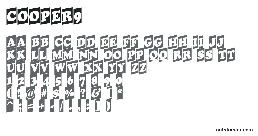 A fonte Cooper9 – alfabeto, números, caracteres especiais