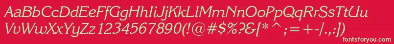 KarinaRusItalic Font – Green Fonts on Red Background