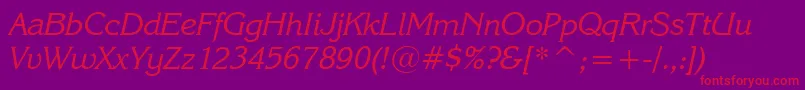 KarinaRusItalic Font – Red Fonts on Purple Background