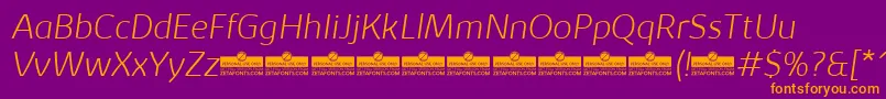 KabrioExtralightItalicTrial-Schriftart – Orangefarbene Schriften auf violettem Hintergrund