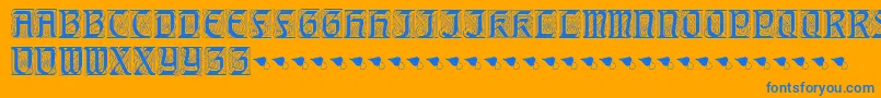 AugsburgerInitials-Schriftart – Blaue Schriften auf orangefarbenem Hintergrund