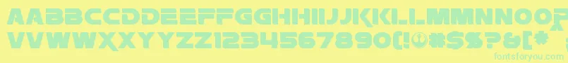 Rebellion-Schriftart – Grüne Schriften auf gelbem Hintergrund