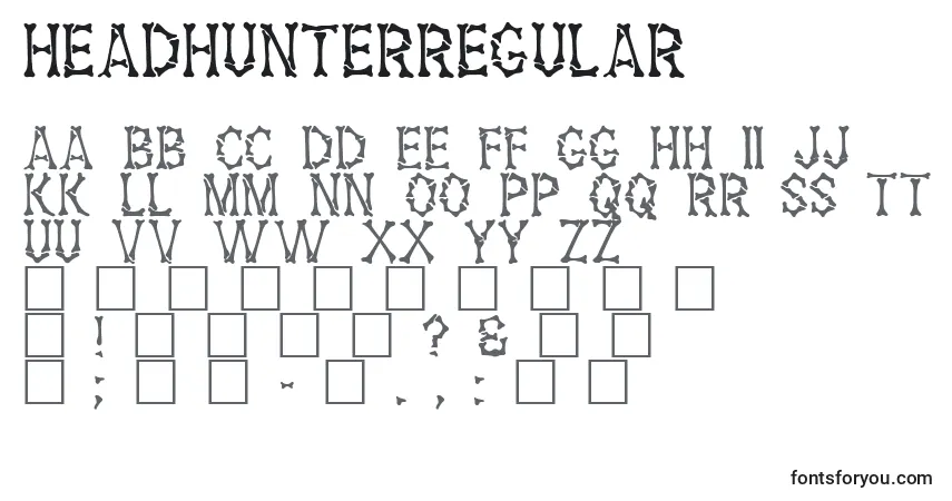 Schriftart HeadhunterRegular – Alphabet, Zahlen, spezielle Symbole