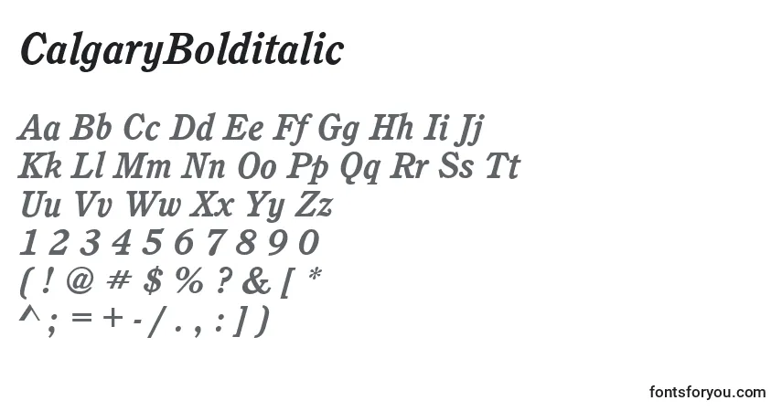 Шрифт CalgaryBolditalic – алфавит, цифры, специальные символы
