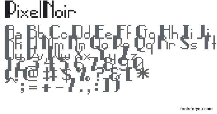 PixelNoir-fontti – aakkoset, numerot, erikoismerkit