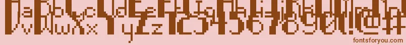 PixelNoir-Schriftart – Braune Schriften auf rosa Hintergrund