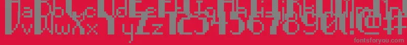 PixelNoir-Schriftart – Graue Schriften auf rotem Hintergrund