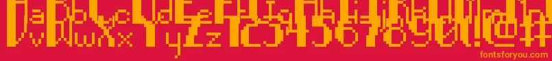PixelNoir-Schriftart – Orangefarbene Schriften auf rotem Hintergrund