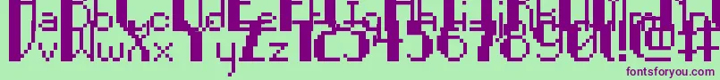 Czcionka PixelNoir – fioletowe czcionki na zielonym tle