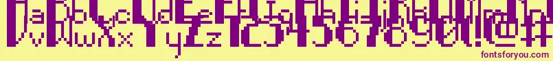 Czcionka PixelNoir – fioletowe czcionki na żółtym tle