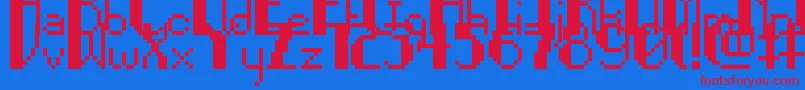 Czcionka PixelNoir – czerwone czcionki na niebieskim tle