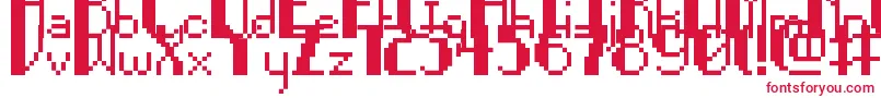 PixelNoir-Schriftart – Rote Schriften auf weißem Hintergrund