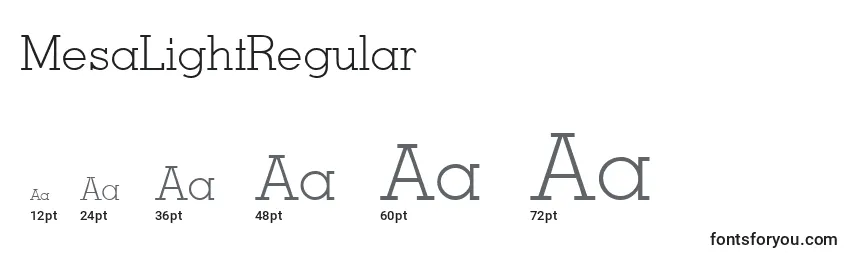 Размеры шрифта MesaLightRegular