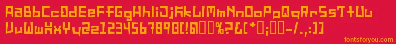 フォントSucideNote – 赤い背景にオレンジの文字