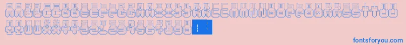 PunchedOut-Schriftart – Blaue Schriften auf rosa Hintergrund