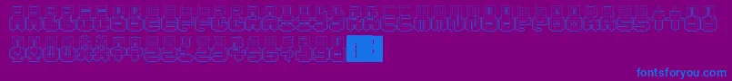 PunchedOut-fontti – siniset fontit violetilla taustalla