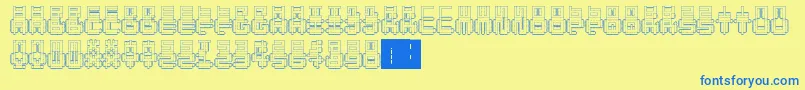 PunchedOut-fontti – siniset fontit keltaisella taustalla