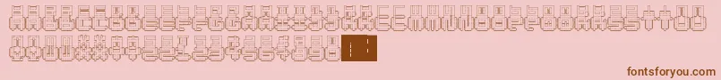 フォントPunchedOut – ピンクの背景に茶色のフォント