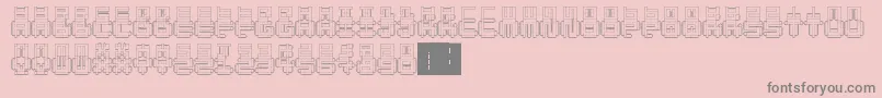 PunchedOut-fontti – harmaat kirjasimet vaaleanpunaisella taustalla