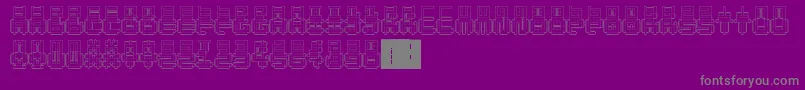 PunchedOut-fontti – harmaat kirjasimet violetilla taustalla