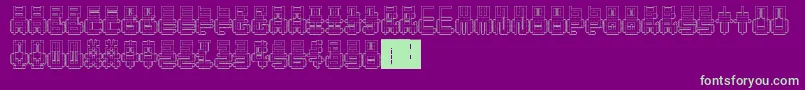 フォントPunchedOut – 紫の背景に緑のフォント