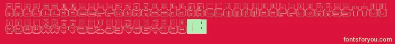 PunchedOut-fontti – vihreät fontit punaisella taustalla