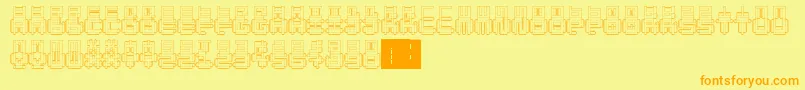 PunchedOut-Schriftart – Orangefarbene Schriften auf gelbem Hintergrund
