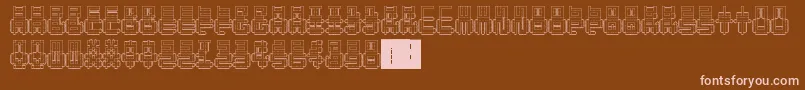 PunchedOut-fontti – vaaleanpunaiset fontit ruskealla taustalla