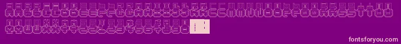 PunchedOut-fontti – vaaleanpunaiset fontit violetilla taustalla