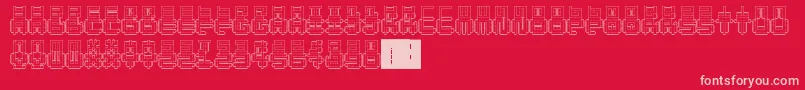 PunchedOut-Schriftart – Rosa Schriften auf rotem Hintergrund